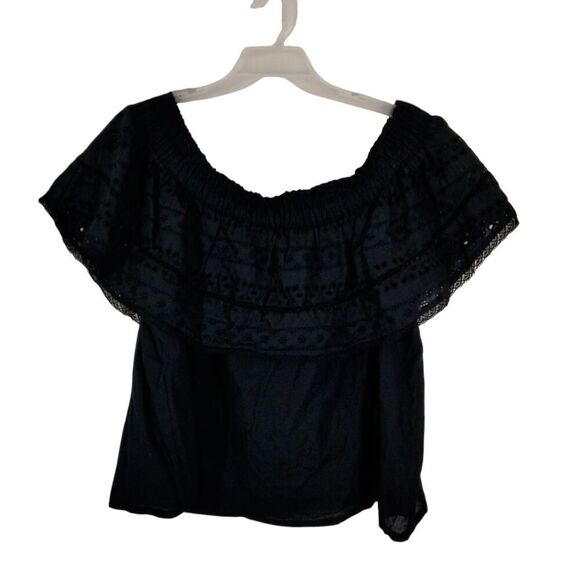 Sofia Vergara Black Eyelet Ruffled Off The Shoulder Top Plus 3X - Picture 4 of 8